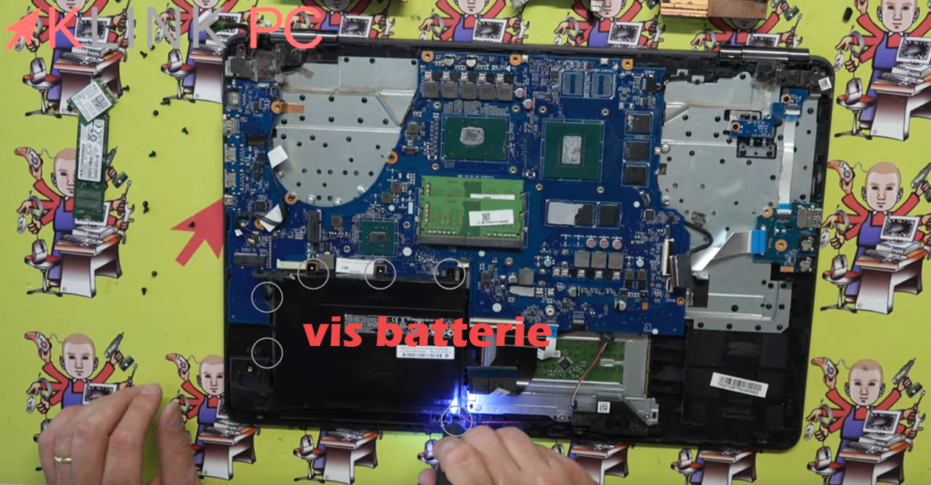 Remoção dos parafusos da bateria