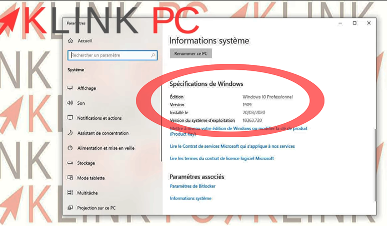 Information about the edition and version of Windows 10
