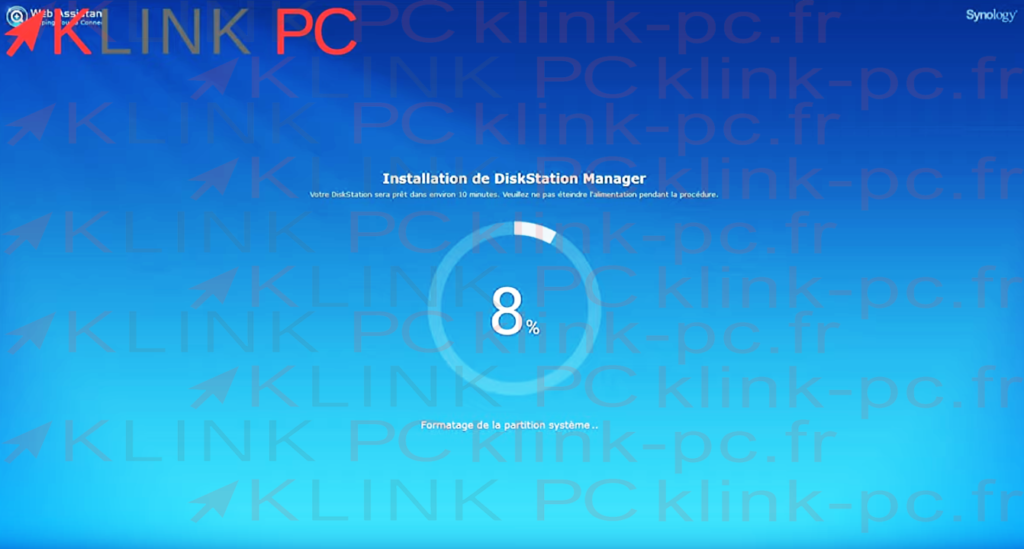 Instalação do Diskstation Manager em andamento (DSM)