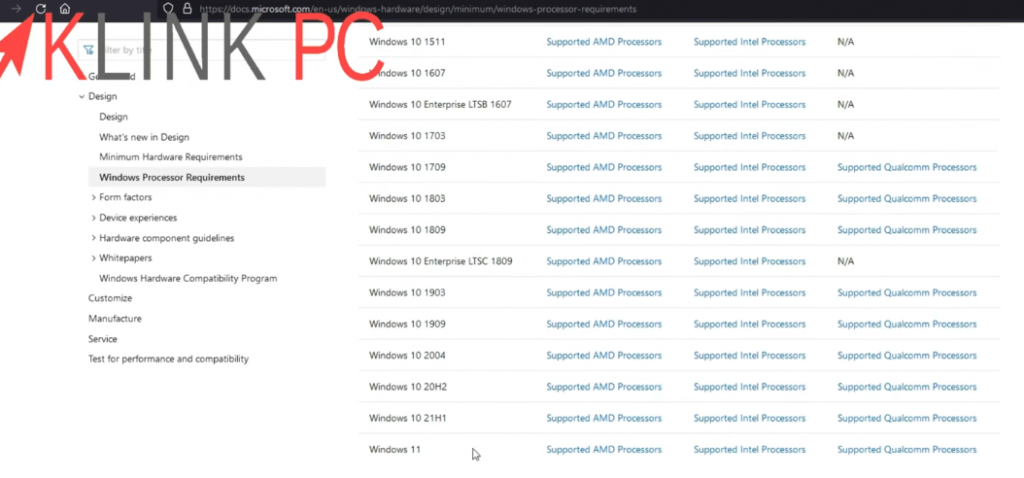 Liste officielle des processeurs compatibles Windows 11