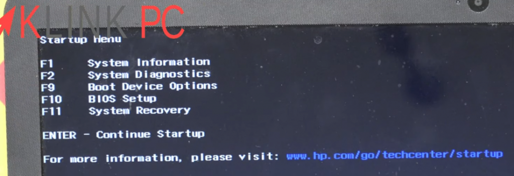 Liste des options du menu HP